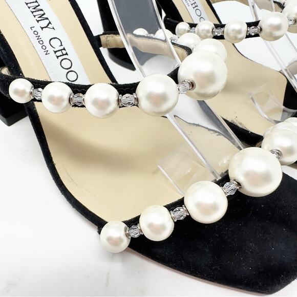 Jimmy Choo Amara 85 Embellished Block Heel Slide Sandals - Picture 7 of 16